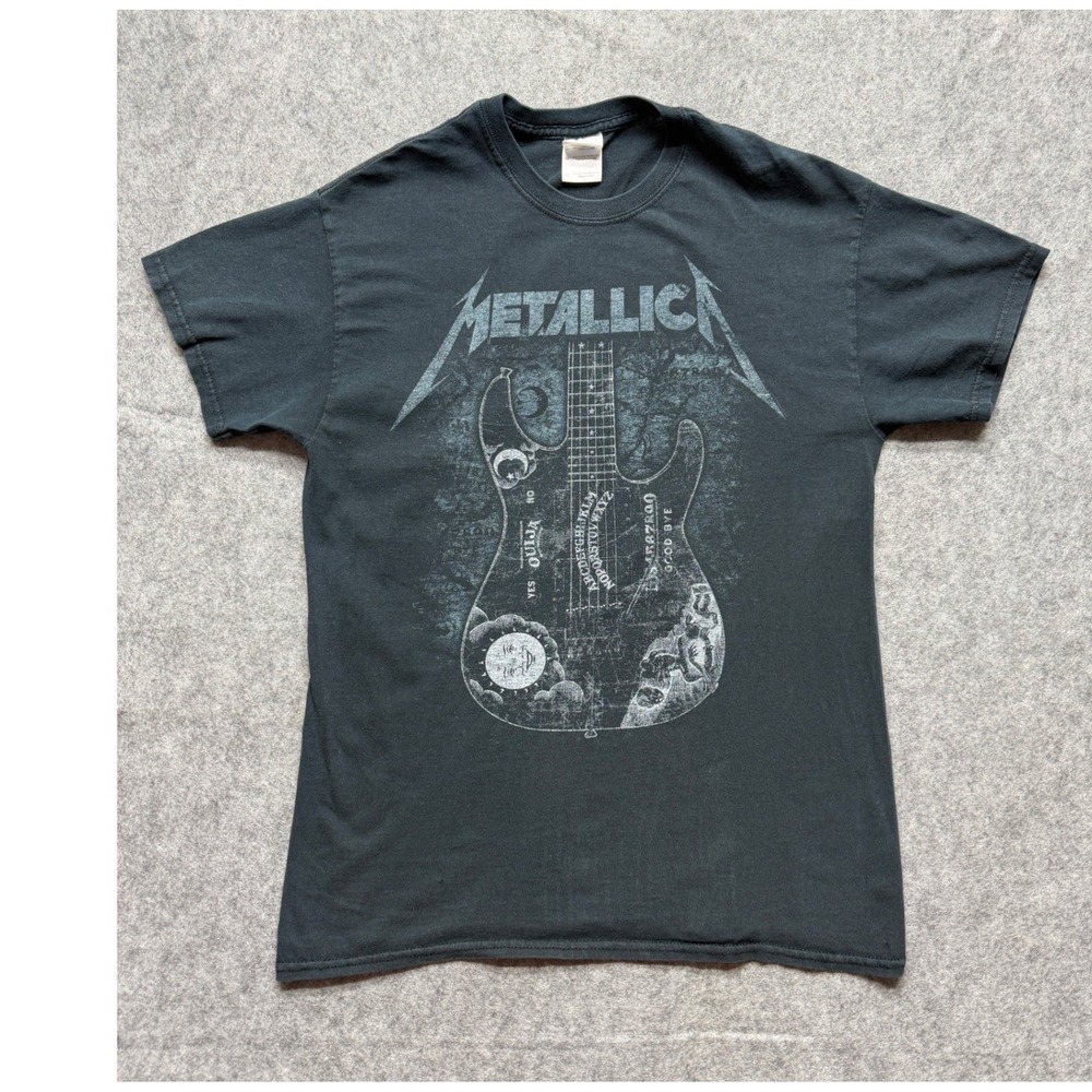 Metallica Kirk Hammett Ouija Guitar Graphic T-Shirt Black Heavy Cotton Mens M